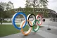 A general view of Olympic Rings outside of the Olympic Stadi