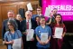Then Labour leader Jeremy Corbyn (centre) poses with NHS sta
