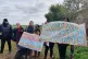 Protesters from Movement for Justice demonstrate Colnbrook a