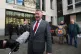 Britain First leader Paul Golding talking to the media outsi