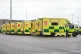 Ambulances parked at NHS Nightingale Hospital at the ExCel c