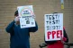 Members of the public protest about PPE and testing outside 