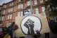 Activists from Stand Up to Racism hold a demonstration outsi