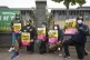 Activists from Stand Up to Racism hold a demonstration outsi