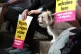 A canine demonstrator at a previous rally in solidarity with