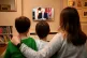 A family in Knutsford, Cheshire, watch Prime Minister Boris 