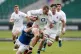 England's Jonny May is tackled by Italy's Carlo Canna