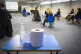 Hand sanitiser in a classroom at St Andrew's RC Secondary Sc