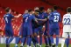 England's Ollie Watkins (centre) celebrates scoring their si
