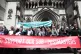 Former post office workers celebrate outside the Royal Court