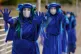 Extinction Rebellion Scotland's Blue Rebels perform outside 