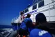 Greenpeace activists launch a RIB from a new Greenpeace ship