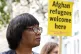 Diane Abbott attends a protest by Stand Up to Racism and the