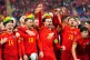Wales' Gareth Bale (centre) celebrates with team-mates and s