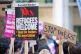 Demonstrators protest outside the Home Office in London agai