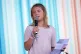 Climate activist Greta Thunberg speaking on the Pyramid Stag