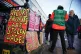 Postal workers on the picket line at the Kilburn Delivery Of