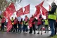 Workers on a picket line outside the Co-op Funeralcare coffi