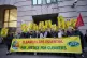 Railway cleaners stage a protest outside the Transport Depar