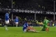 Everton's James Tarkowski and team-mates react after they co
