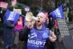 Protesters on a primary school teachers picket line outside 