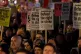 Protesters outside the Houses of Parliament in London, as th