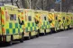 Ambulances parked outside London Ambulance Service NHS Trust