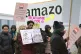 Members of the GMB union during a rally outside the Amazon f