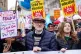 Former Labour party leader Jeremy Corbyn joins members of th