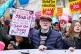 Former Labour party leader Jeremy Corbyn joins members of th