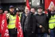 Aslef General Secretary Mick Whelan (centre) joins train wor
