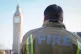 A firefighter in Parliament Square, central London