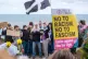 People taking part in a protest organised by far-right group