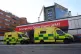 NHS ambulances parked outside an accident and emergency depa