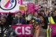 Former Labour leader Jeremy Corbyn (centre left) joins prote