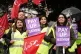 Security guard members of the Unite union on the picket line