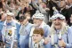 Coventry City fans in the stands celebrate their team gettin