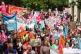 Members of the National Education Union (NEU) take part in a