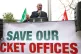 RMT general secretary Mick Lynch, flanked by the union's pre