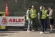 Members of the Aslef union on a picket line near to Leeds tr
