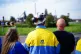Workers outside Tata Steel's Port Talbot steelworks in south