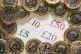 UK five pound, ten pound, twenty pound and fifty pound notes