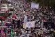 Protesters during a pro-Palestine march organised by Palesti