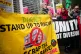 People from Extinction Rebellion and Stand Up to Racism take