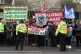 People take part in a protest opposite the Israeli ambassado