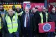 Aslef general secretary Mick Whelan (centre) on the picket l