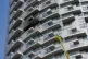 Emergency services at the scene of a fire at a multi-storey 