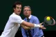 A line judge keeps his eye on the ball as Andy Murray plays 