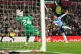 Arsenal's Gabriel Martinelli (right) attempts a shot on goal