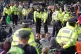 Police during an Extinction Rebellion demonstration blocking